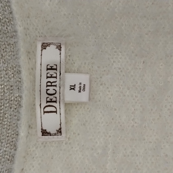DECREE Cream/Gold Fleck Cardigan Soft Sweater Size XL - Picture 9 of 10